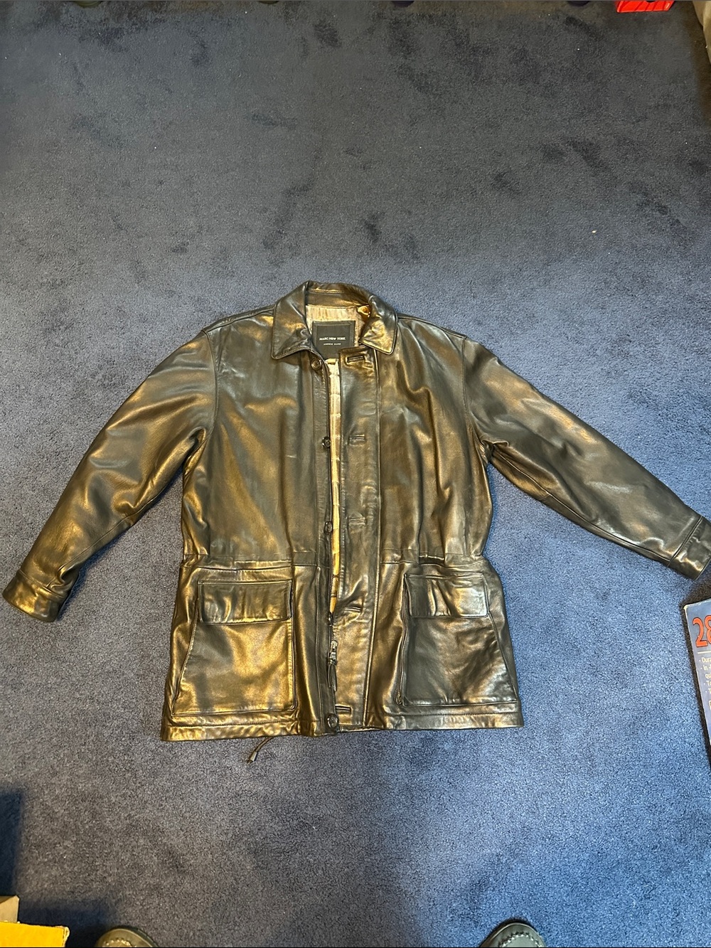 Andrew Marc Black Leather Military Field Jacket
